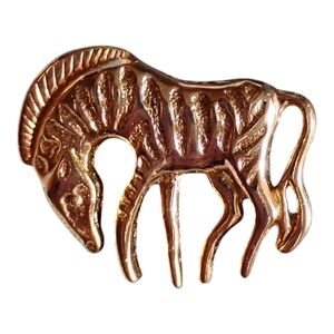 Zebra Pin / Brooch, Gold-toned Metal, Women's, Pre-owned